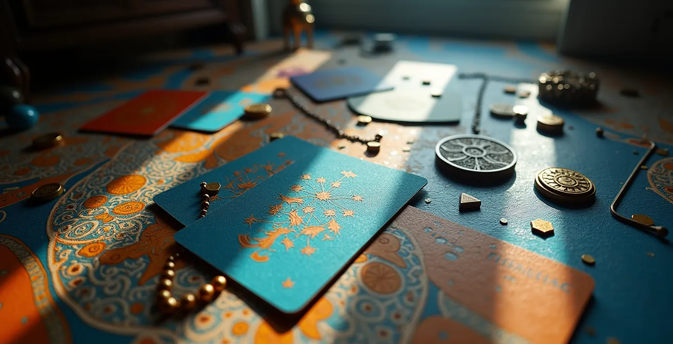 Sovrapposizione confusa di diversi strumenti divinatori con energie contrastanti