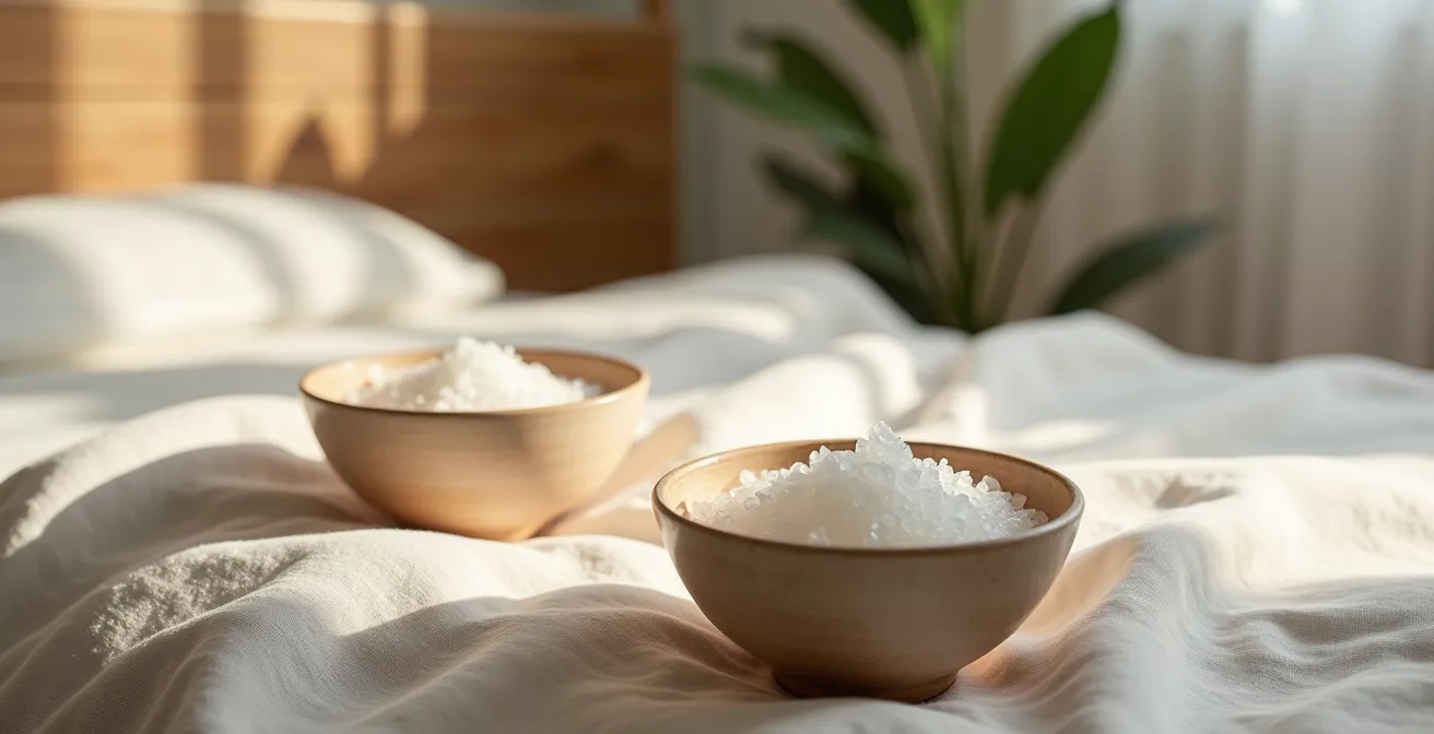 Ciotole di sale grosso posizionate negli angoli per protezione energetica