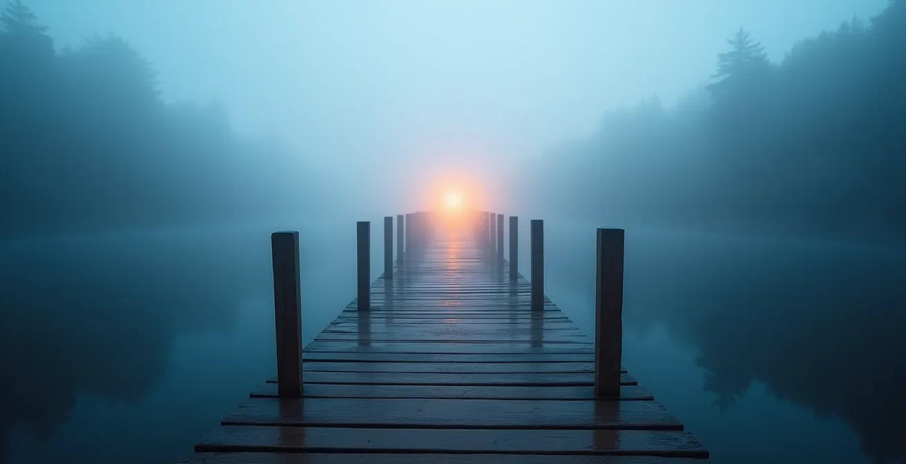 Ponte luminoso che connette pensiero negativo a affermazione positiva