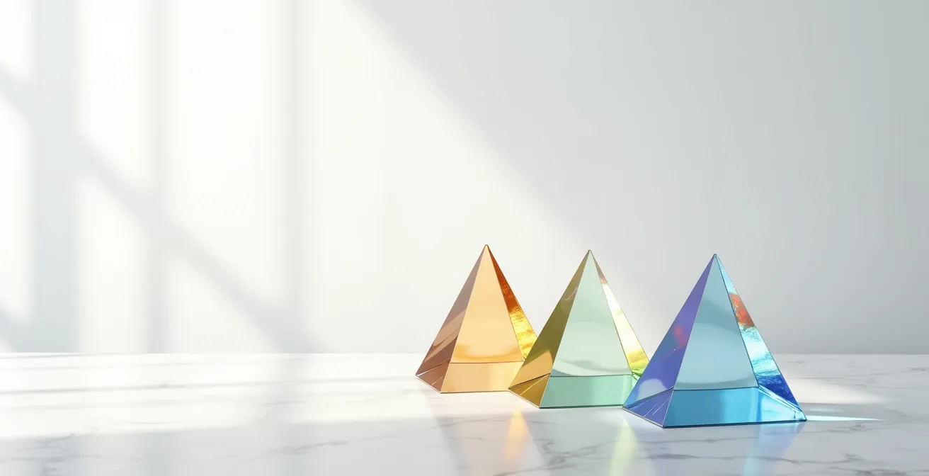 Rappresentazione visiva delle tre decadi di un segno zodiacale con sfumature diverse